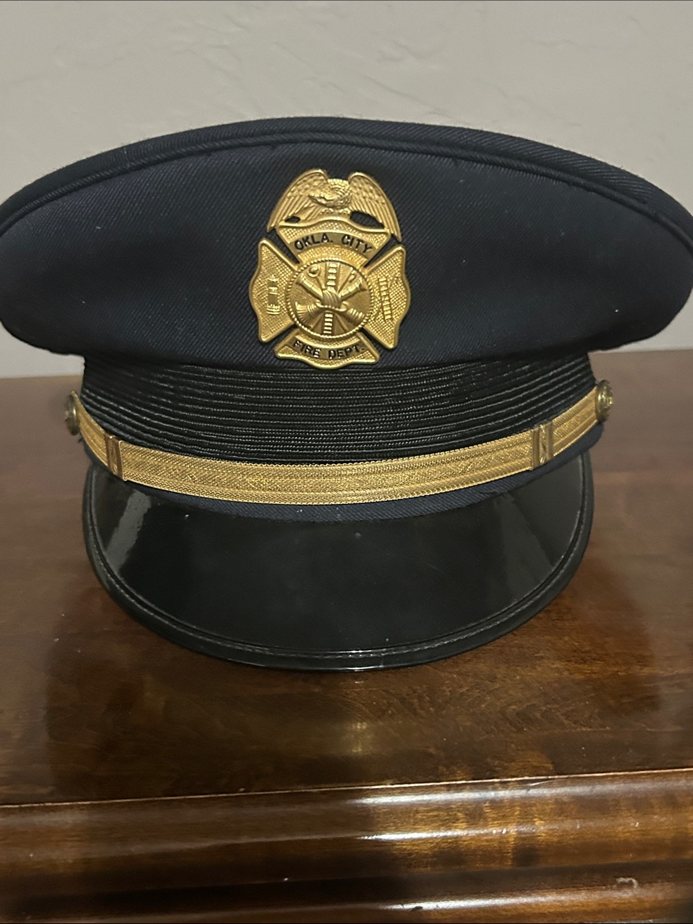 Vintage Oklahoma City Fire Dept Firefighter Dress Hat Keystone Size 7 1/4